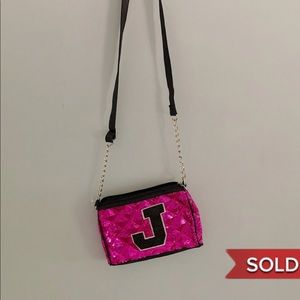 SOLD Pink Justice J Initialed Sequin Purse